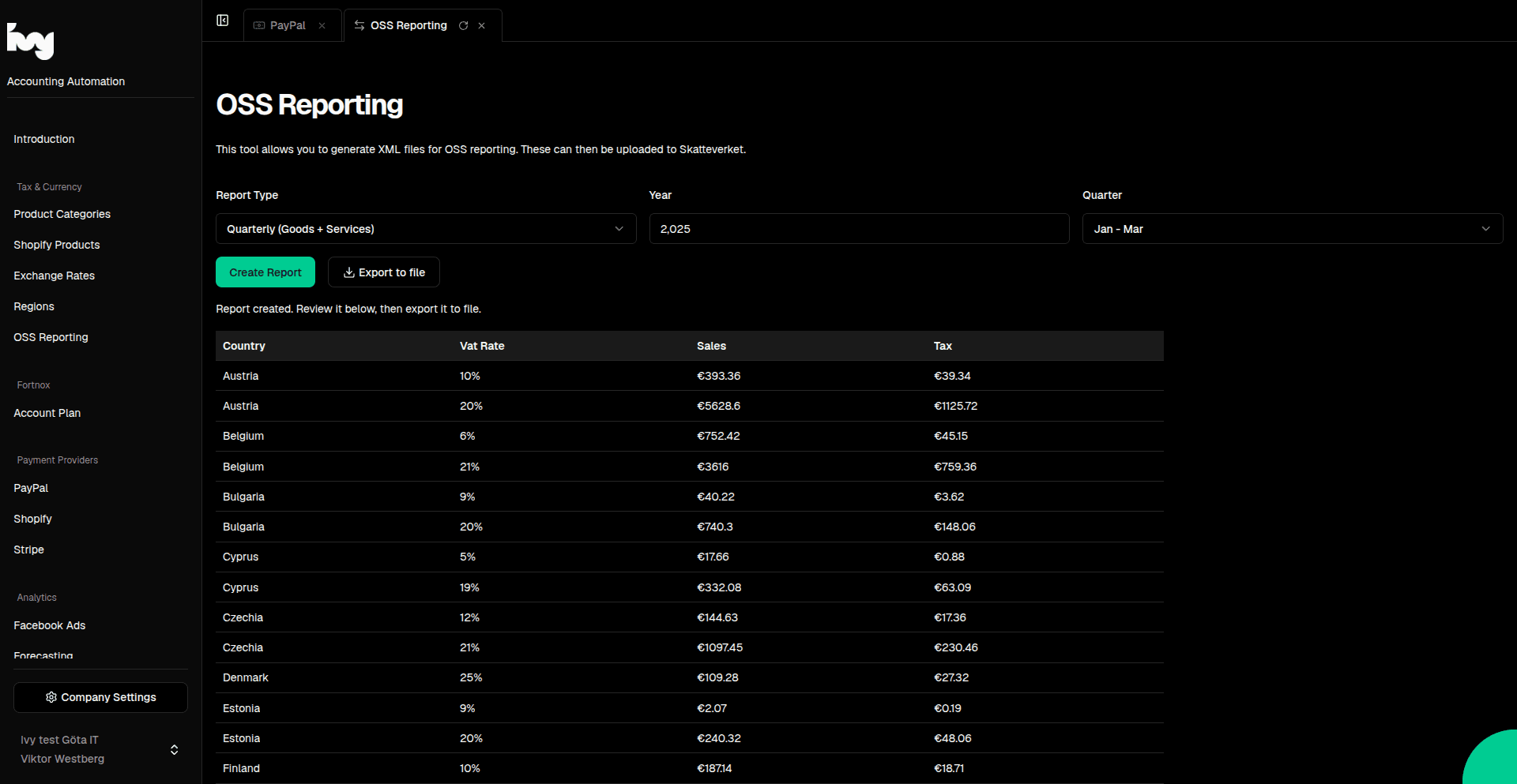 Help with automating IOSS tax reporting ?