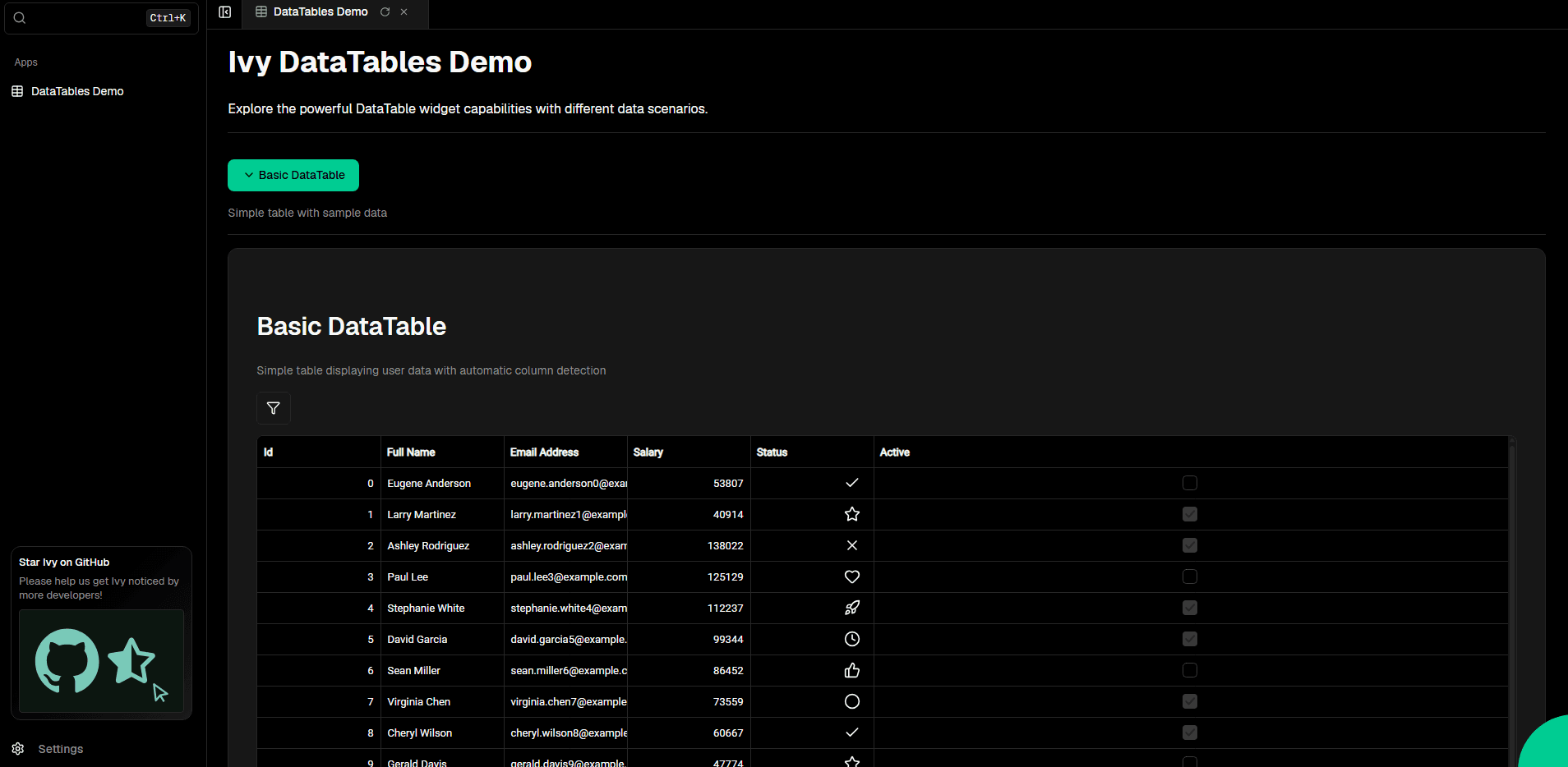 DataTables Demo